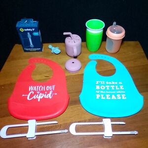 Red and Blue Baby Bib Set